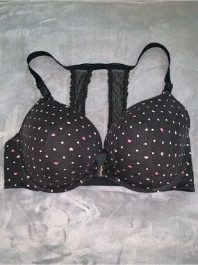 Cacique Front Close Boost Plunge Underwire Bra size 42DDD Hearts & Polka Dots